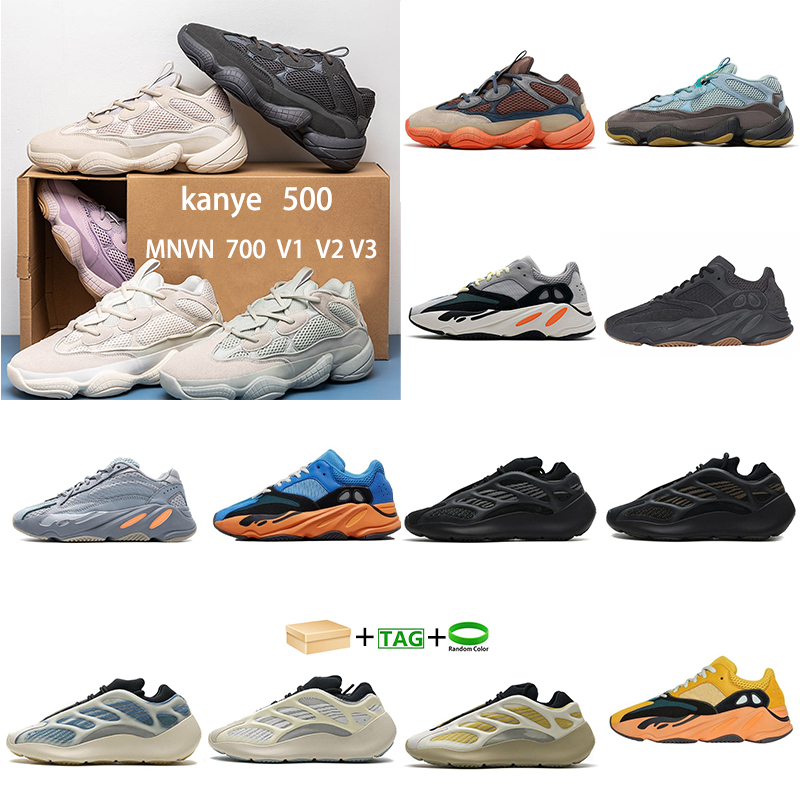 

with box kanye casual shoes 500 700 mnvn V1 V2 V3 running sneakers yezzys yezzy west sun Desert Ratbone white stone utility black men women sneaker soft vision salt blus, Socks (3 pairs)