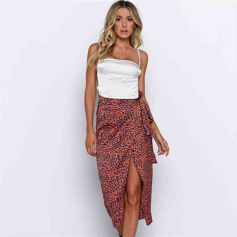 

leopard midi high waist women skirts evening party club split elegant ladies dames kleding classic streetwear, Black