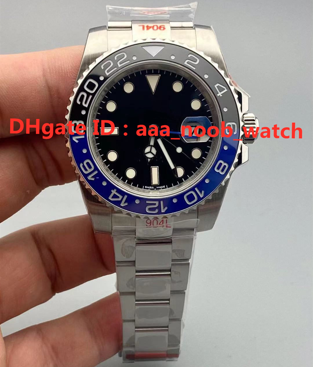 

N V11 men's watches 40x13mm GMT Montre DE Luxe 904L Steel bidirectional ceramic rotating bezel 3186 automatic mechanical movement Waterproof 200 m, Box