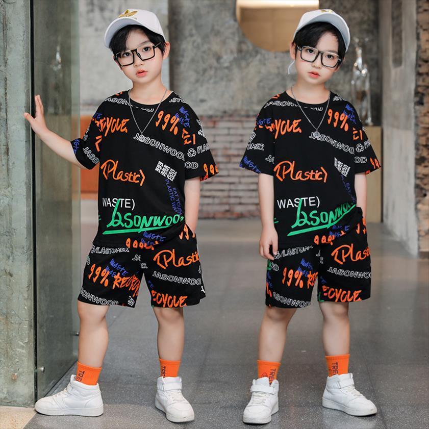 

cartoon letter baby boys clothes summer suit tees shorts pants loose t shirt 2pcs sets hiphop casual 2 to 13, White