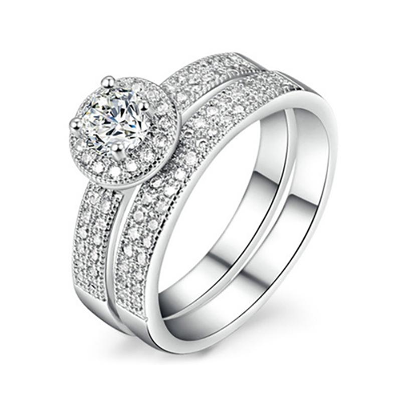 

Cluster Rings Sliver Color Bijoux Fashion Cocktail Party Ring Set + Red Cubic Zirconia Jewelry For Women As Chirstmas Gift R506, Golden;silver