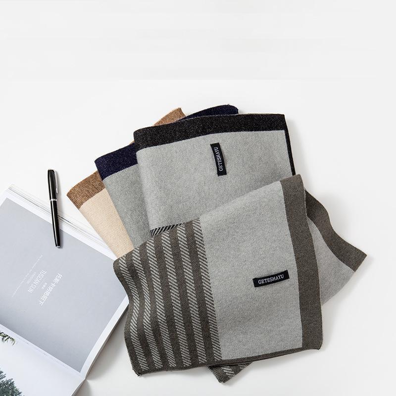 

Scarves Autumn And Winter2021 Middle-aged Elderly Pure Color Wool Scarf For Men Women High-end Customized Gift Box1