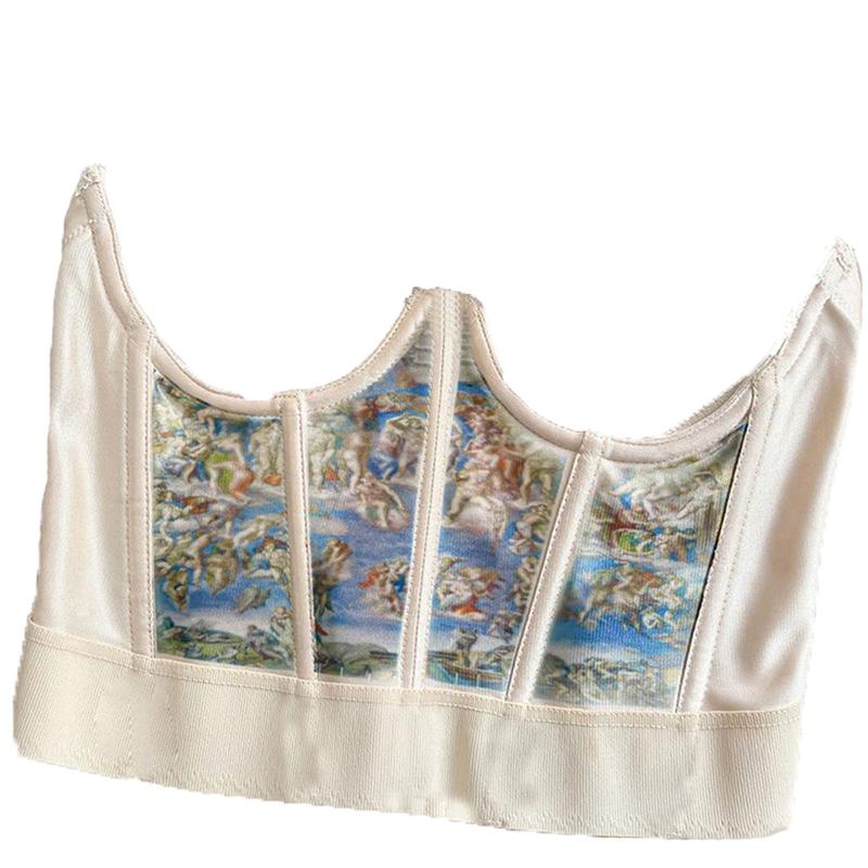 

Belts Xingqing Women Y2K Corsets Strapless Vintage Bustiers Graphics Print Body Shaper Underbust Streetwear Clubwear Cummerbunds, Black