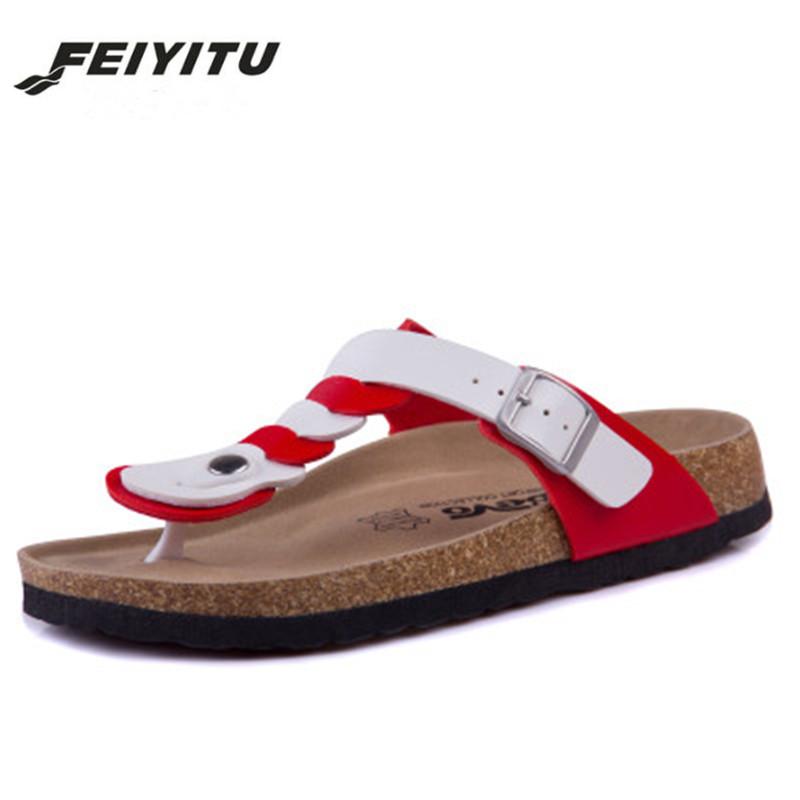 

Slippers FeiYiTu Woman Fashion Cork Flip Flops Flat With 2021 Women Summer Beach Casual Buckle Patchwork Slides Slipper Shoe, Black