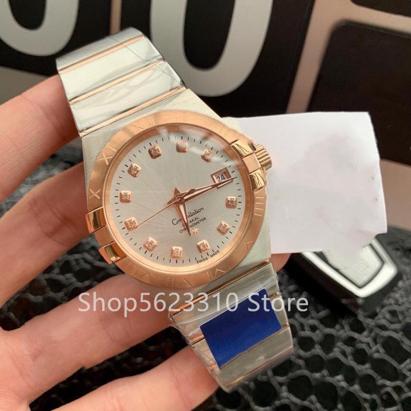 Wristwatches Romantic Constellation Calendar Watches Automatic Mechanical Wrist Watch Waterproof Clock Luxury Men Square Diamonds 39mm-image-701046933
