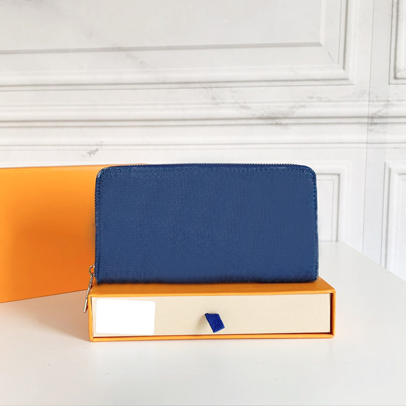 

WALLET WOMEN MENS Top quality Single zipper wallets Fashion Coin purse card holder long business Joint name Purses Handbags With Box, Blue
