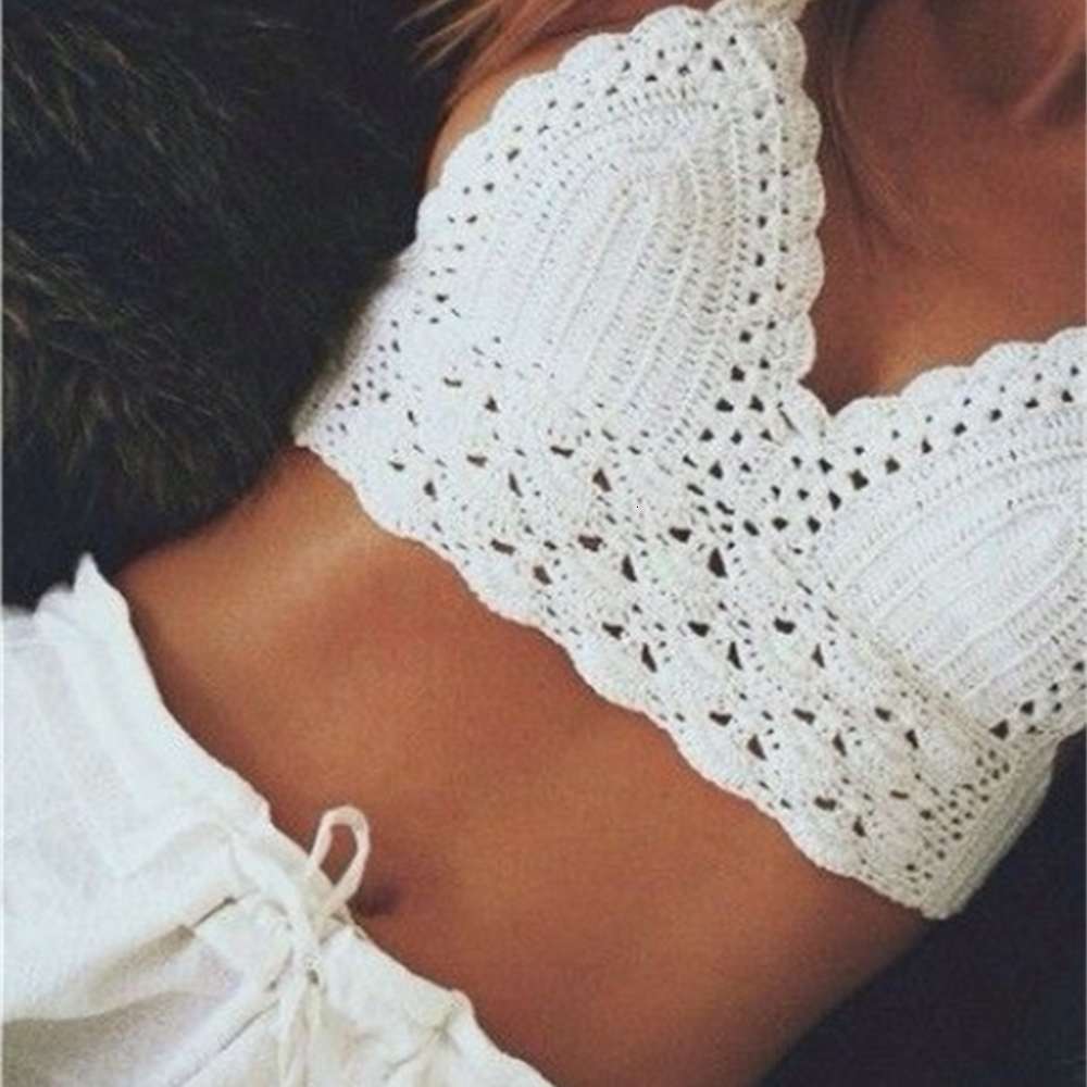 Hand Hook Knitted Bikini Breast Wrapped Women&#039;s Sexy Versatile Hot Spring Split Swimsuit triangl swimwear-image-692534634