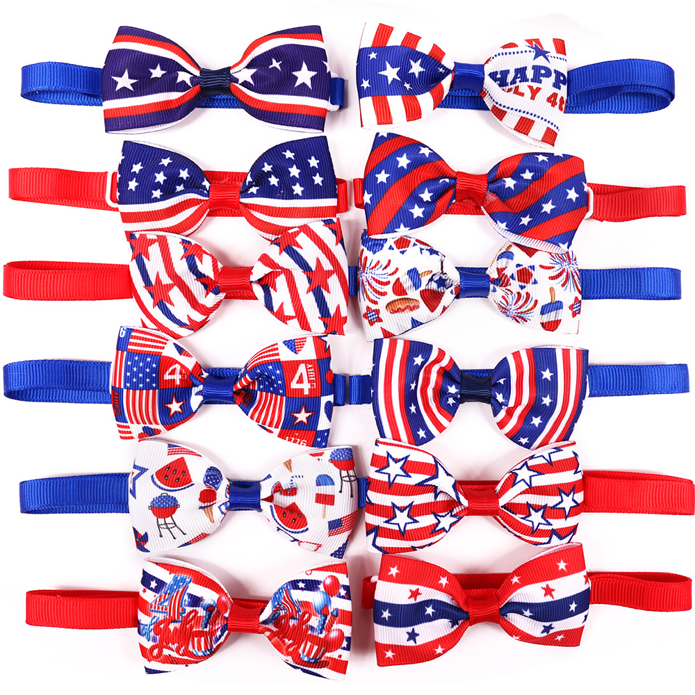

Dog Apparel Bow Tie American Independence Day Pet Supplies Cat Bowtie Grooming Accessories for Small Medium Dogs