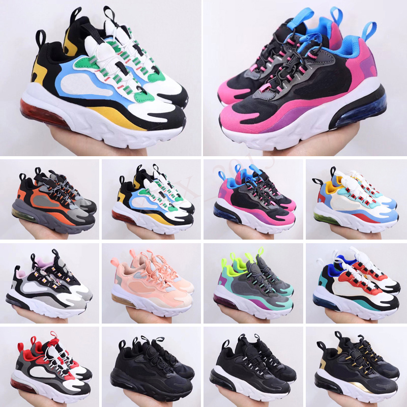 

2021 React Bauhaus TD Kids Shoes Boy Girls Black White Hyper Bright Violet Toddler Children Sneakers 28-35, Top quality