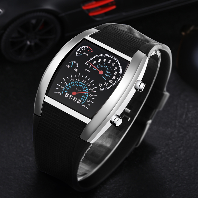 

Top Brand Luxury Digital Watch Men Watch Fashion Electronic Watches Mens Watch LED Clock saat erkek kol saati reloj hombre, Brown