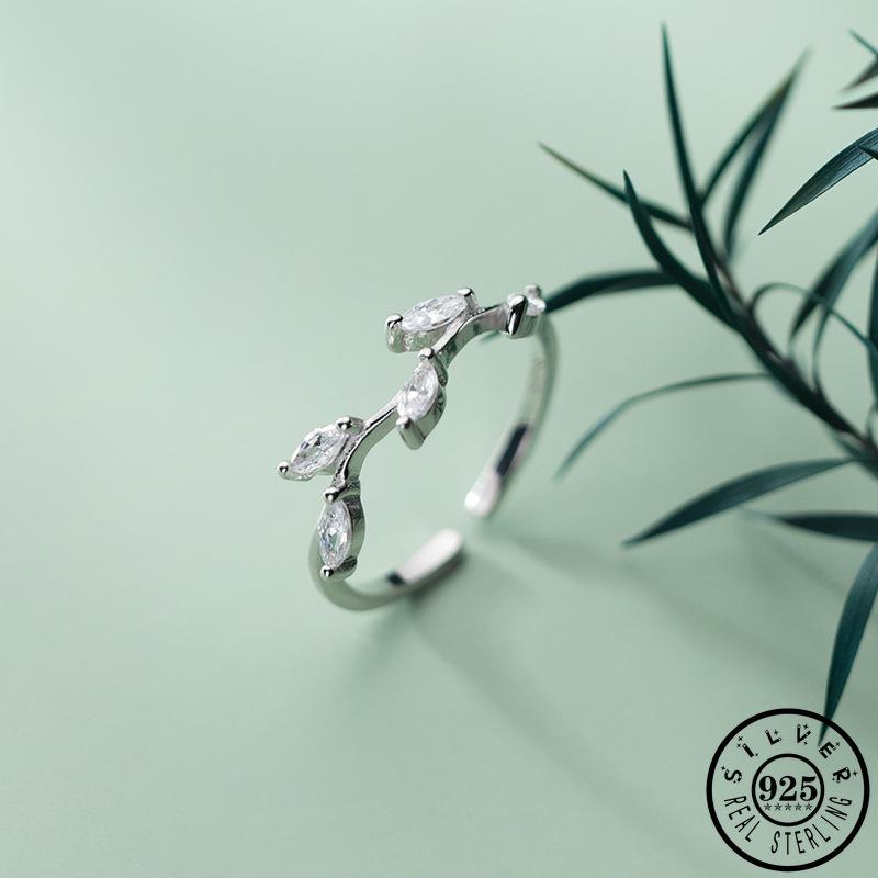 

Cluster Rings 925 Sterling Silver Small Leaf Shape With Cubic Zirconia Stone Adjustable Open Finger Knuckle Party Jewelry For Women