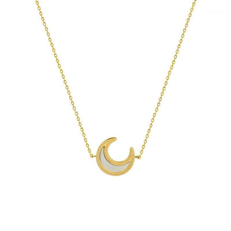 

Chains Moon Star Shell Pendant Necklace For Women Stainless Steel Jewelry Korean Fashion Choker Gifts