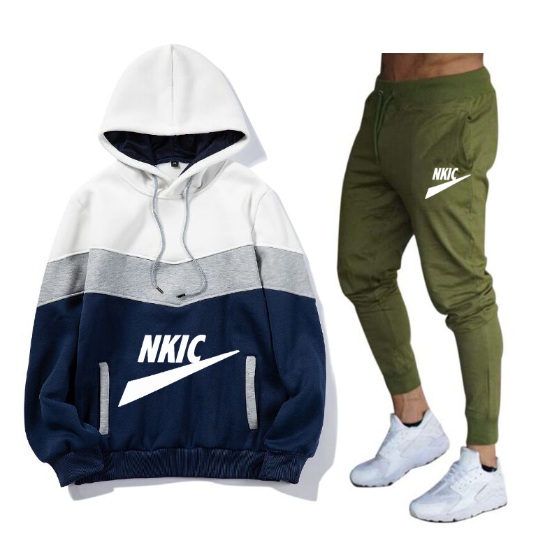 

New Brand Men Sets Casual Cotton Tracksuit 2022 Spring Autumn Mens Solid Splice Set Jacket+Pants Sports Suit Streetwear S-3XL