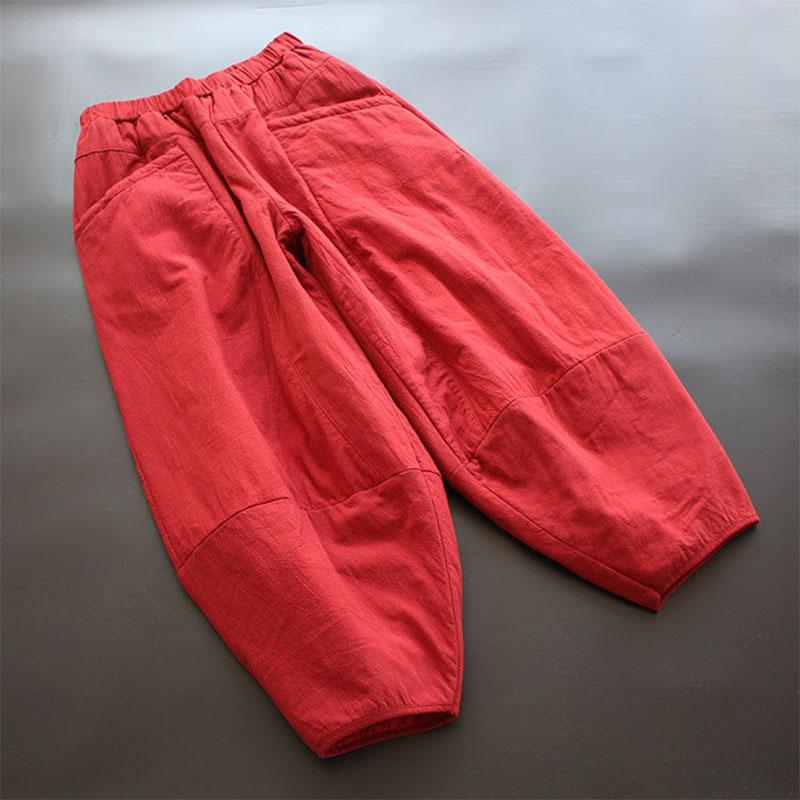 

Women's Pants & Capris Winter Arts Style Women Elastic Waist Solid Warm Thicken Cotton Harem All-matched Casual Loose Female Trausers V728, Black