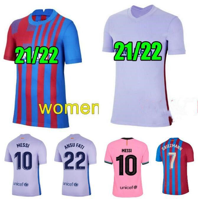 

21/22 woman Barca Jerseys Sets 2021 2022 soccer jerseyhome away MESSI GRIEZMANN COUTINIHO football shirts uniforms