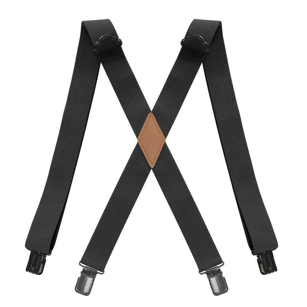 

Mens X-Back Suspenders with 4 Metal Clips 35cm Wide Adjustable Elastic Heavy Duty Big and Tall Work Trouser Braces Strap Belt
