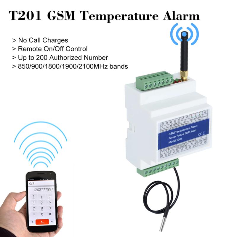 

Smart Home Control GSM Remote Relay Switch Access Controller T201 Temperature Alarm 2G/3G/4G Power Status Monitoring Failure SMS