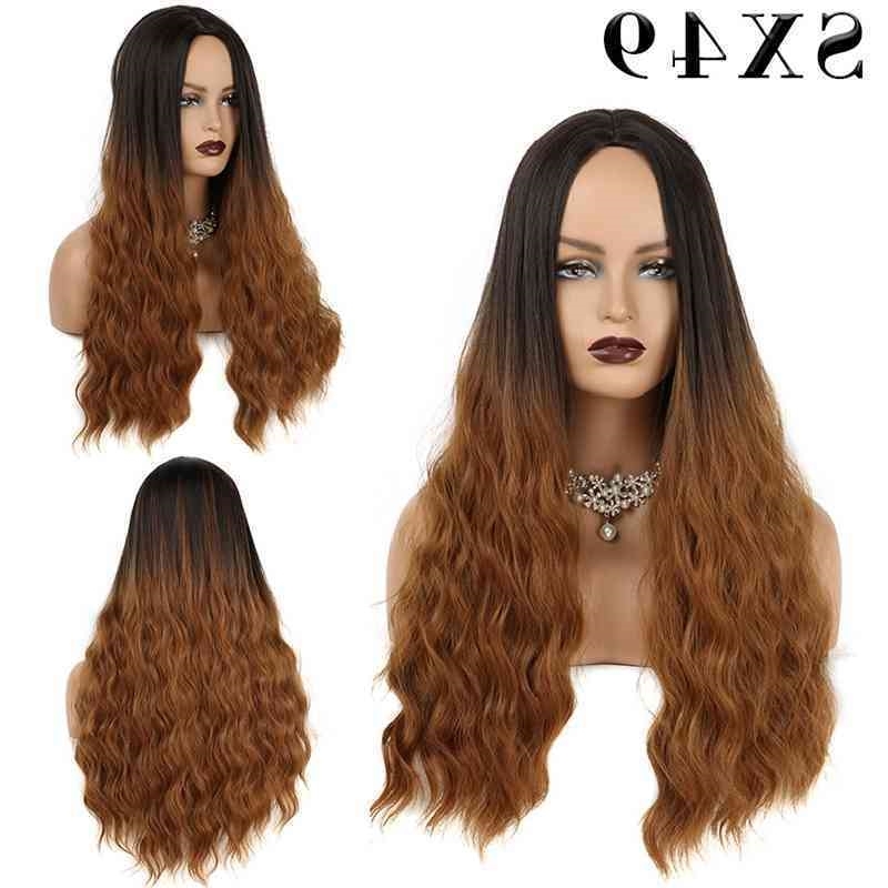 

long corn perm gradient curly hair middle split headgear