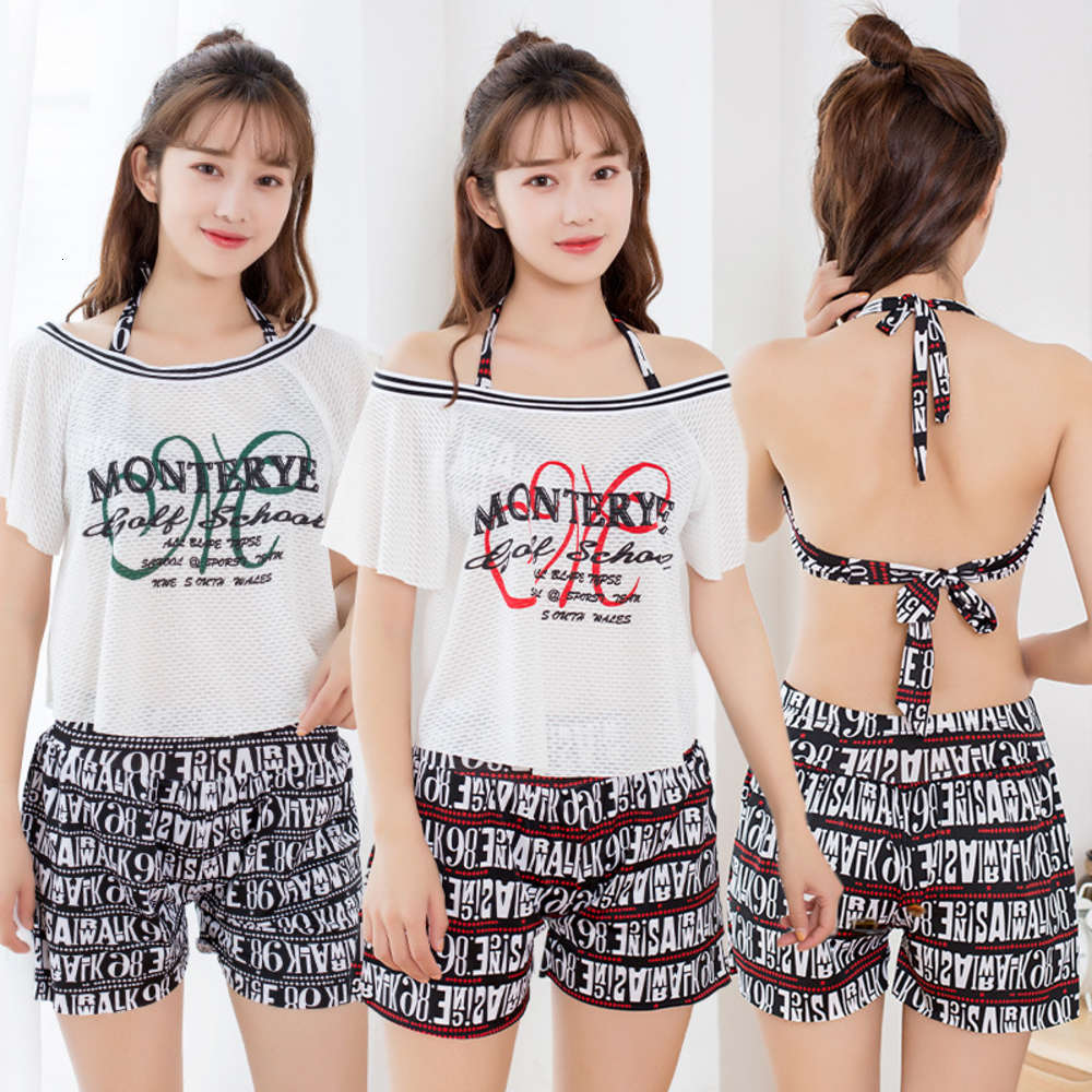 Bikini Swimsuit Show Thin Split Flat Angle Three Piece Set Cover Meat with Steel Band Hold Together Holiday Female triangl swimwear-image-692548323