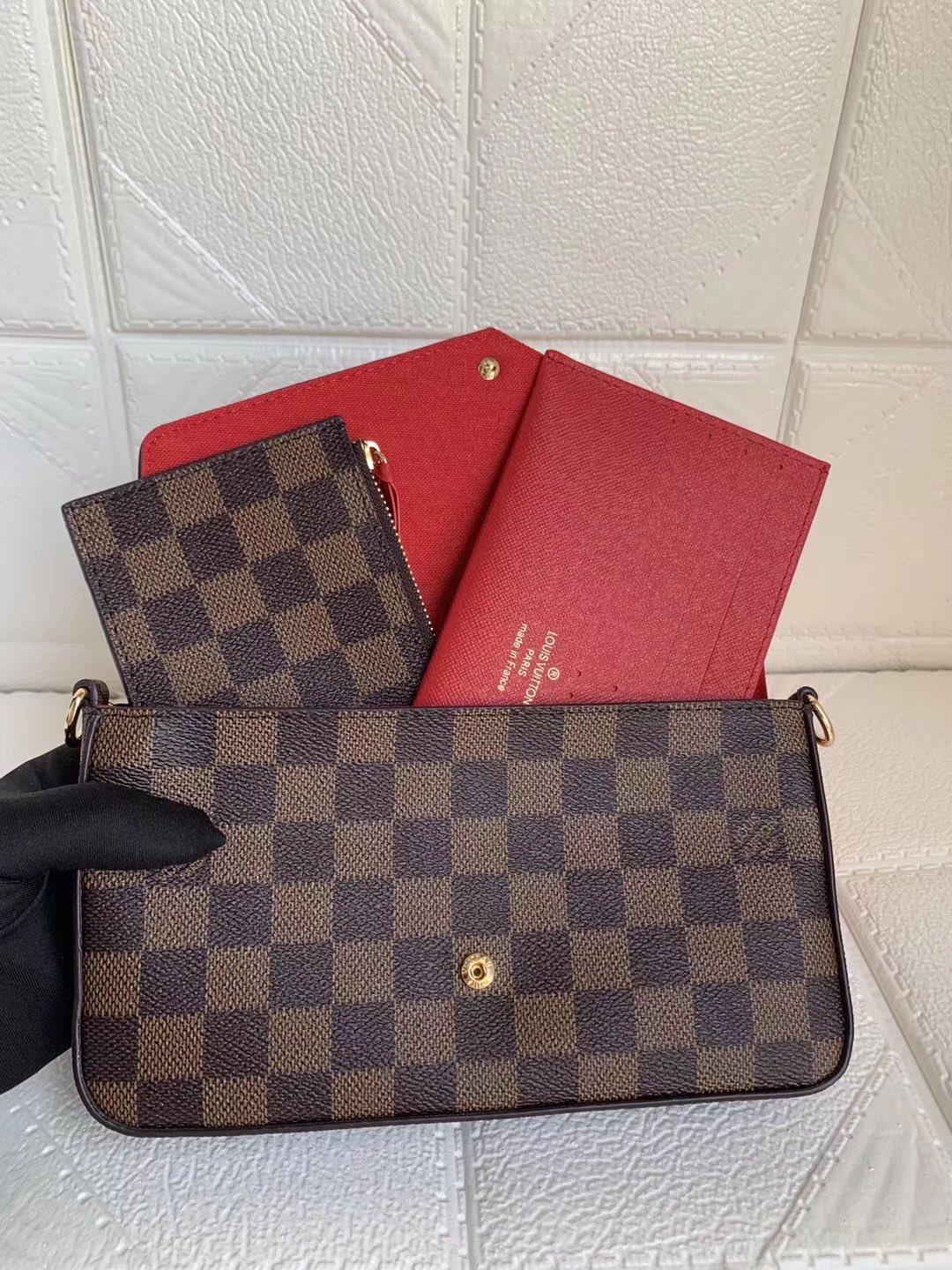 

lv LOUIS BAG VITTON Designers favorite multi pochette Chain Shoulder Bags luxurys Women Handbag Clutch Wallets Card Holder P, Red;black