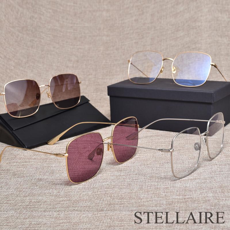 

Sunglasses High Quality Design Stellaire Metal Square Frames Nylon UV400 Lens Women Men With Case, White;black