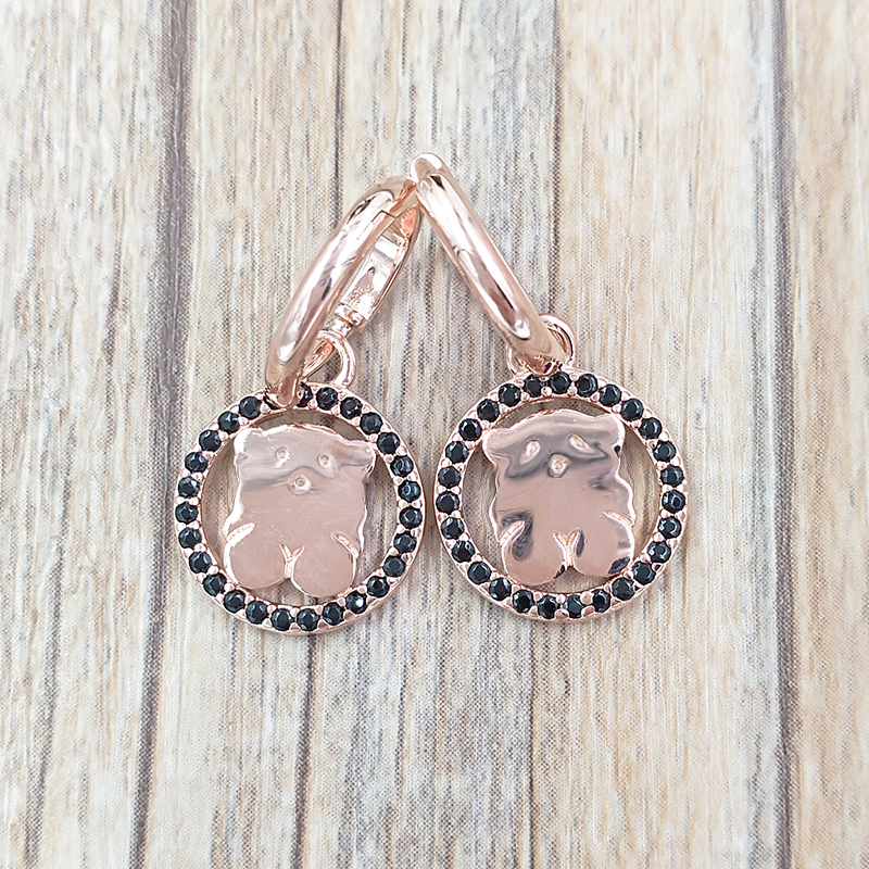 

Bear Jewelry 925 Sterling Silver earrings Rose Vermeil Silver Camille With Spinels Fits European Jewelry Style Gift 712163620