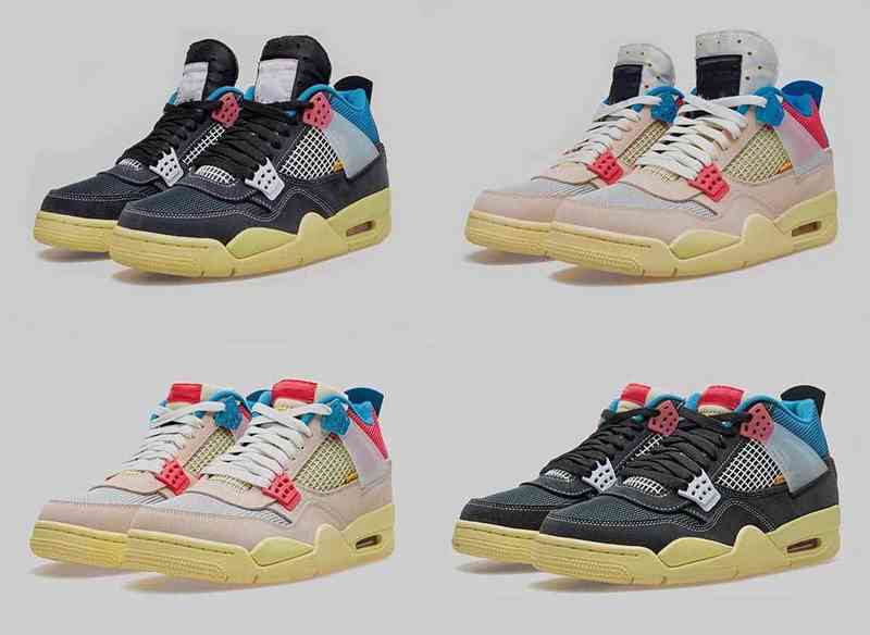 

2022 Release Authentic 4 Union Guava Ice Off Noir 4s Outdoor Shoes Men Women La Brigade Blue-dark Smoke Grey-light Fusion Red Sports