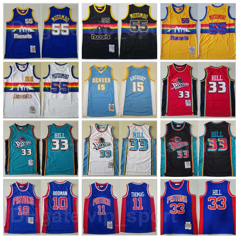 

Vintage Basketball Mitchell Ness Dikembe Mutombo Jersey 55 Carmelo Anthony 15 Allen Iverson 3 Grant Hill 33 Isiah Thomas 11 Dennis Rodman 10, 33 red