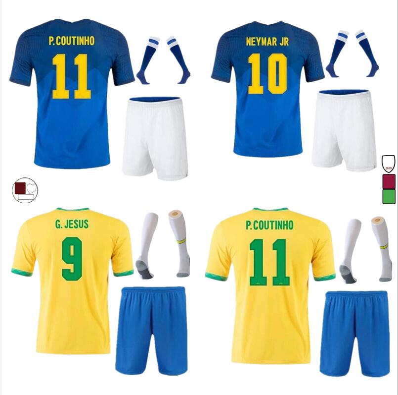 

MARCELO NERES COUTINHO NEYMAR JR #10 soccer jersey set 2021 2022 camiseta de futebol G.JESUS FIRMINO 21 22 Home away football shirt Men + Kids kit+sock uniforms, Home shirt