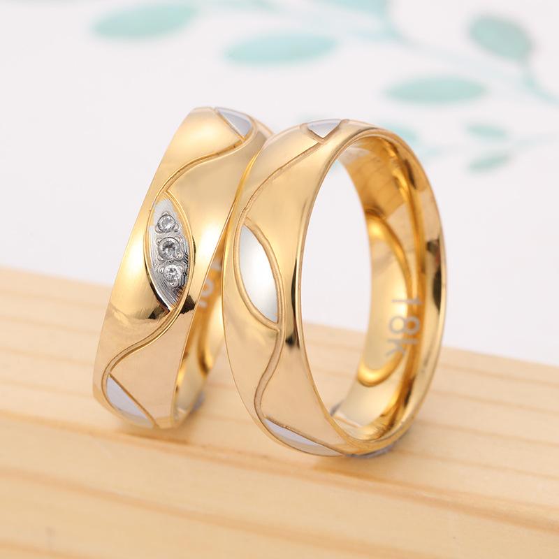 

Wedding Rings Fashion 18k Gold Titanium Steel Promise For Couples Women Men Classic Jewelry Accessories Anniversary Gift, Slivery;golden