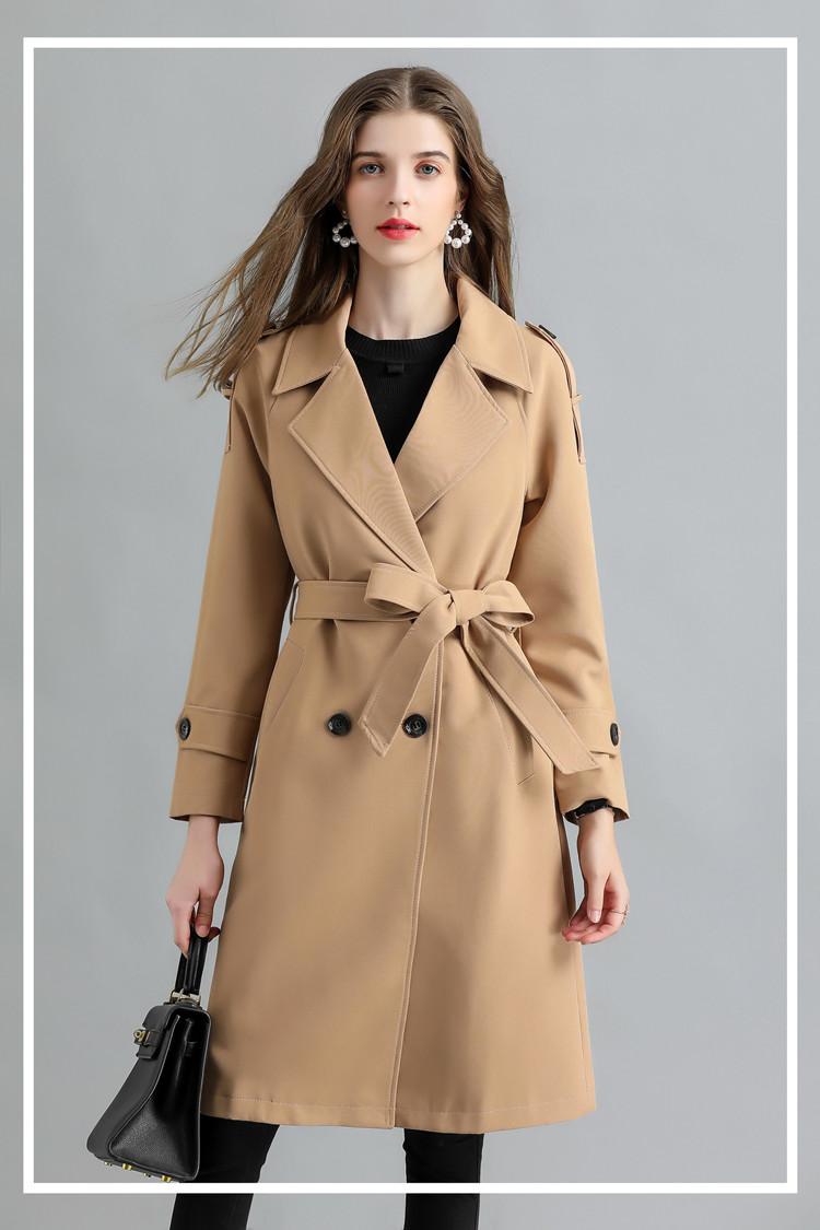 

Women's Trench Coats Obrix Fashion Female Trendy Comfy Casual Style V-Neck Shortened Sleeve Double Breasted Outerwear For Women, Beige