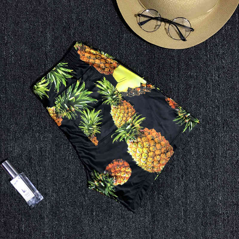 Summer Pineapple Print Leisure Beach Board Shorts Man Men&#039;s Swimwear Swim Trunk Sunga Men Swimming Boxer Surf Wear-image-679851952