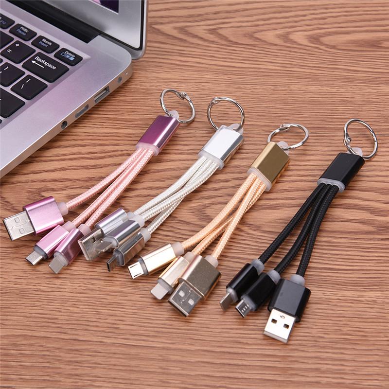 

Bag Parts & Accessories 13.5cm Aluminum Alloy Key Chain Universal Phone Connector Braided USB Charging Data Line Special 2 In 1 Charger Mult