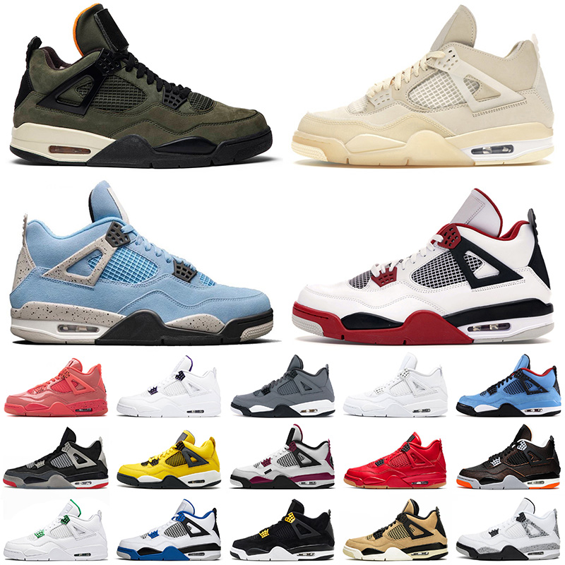 

Top Jumpman 4 4s Basketball Shoes Sail University Blue Mens Women Fire Red Undefeate White Cement Black Cat Bred Trainers Sports SIZE 13, D33 fire red 36-47