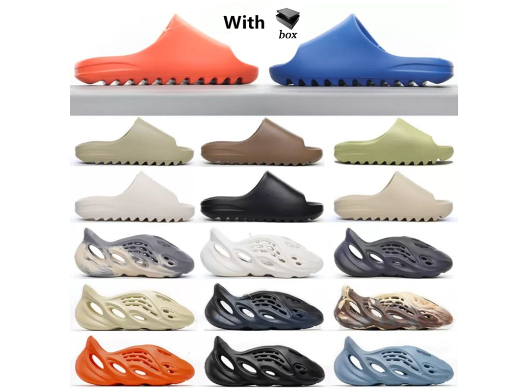 

2022 With Box Designer sandals men women sandal Triple Black White Resin pattern slippers foam mens womens slide slipper slides slider EVA s