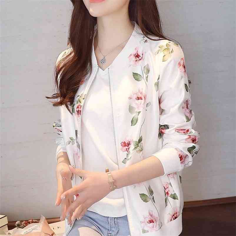 

Fashion Summer Women Bomber Print Jacket Long Sleeve Basic Jacket Coats Women Thin Slim Short Female Jackets Plue Size 210722, Picture