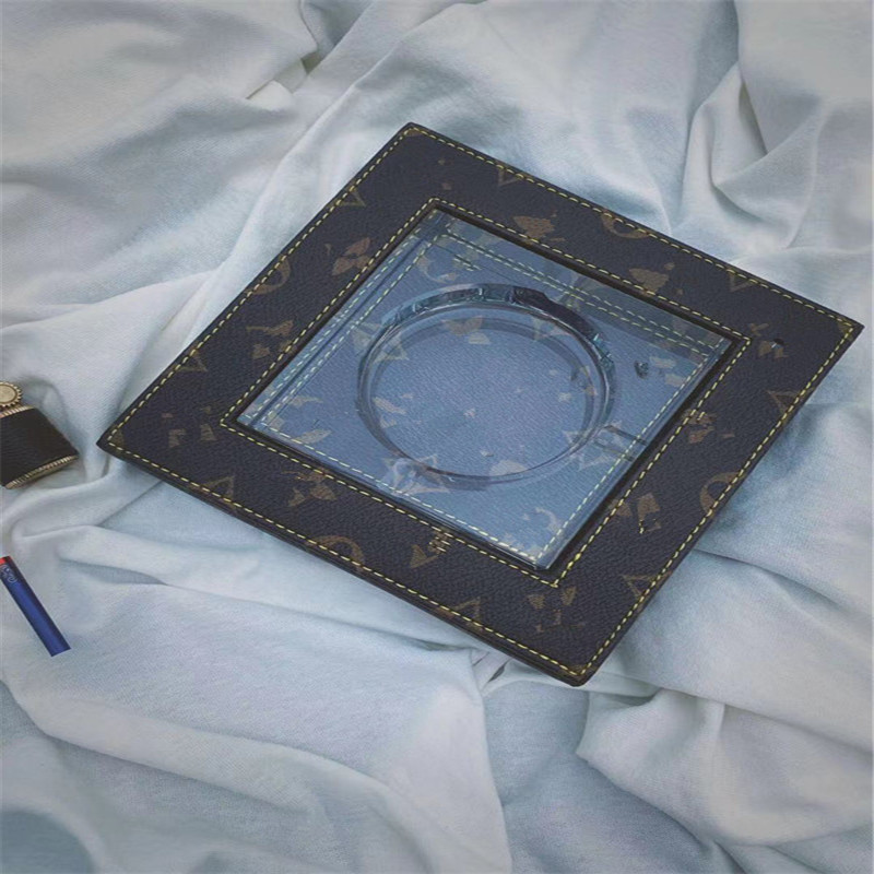 

crystal letter printed Ashtrays unisex classical home hotel Smoking Accessories leather high quality Ashtray