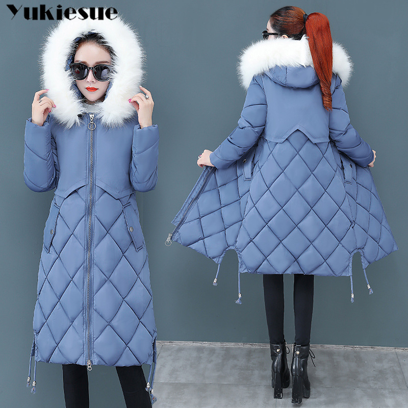 

Winter Hooded Long Sleeve Solid Color Black Cotton-padded Warm Loose Big Size Jacket Women parkas Fashion Outwear 210518, Caramel color collar