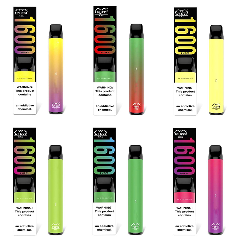 

with box dropshipping Puff XXL e cigarette Men Women Disposable Vape Pen 1600 vapor Puffs Bars Cartridge great price mix color