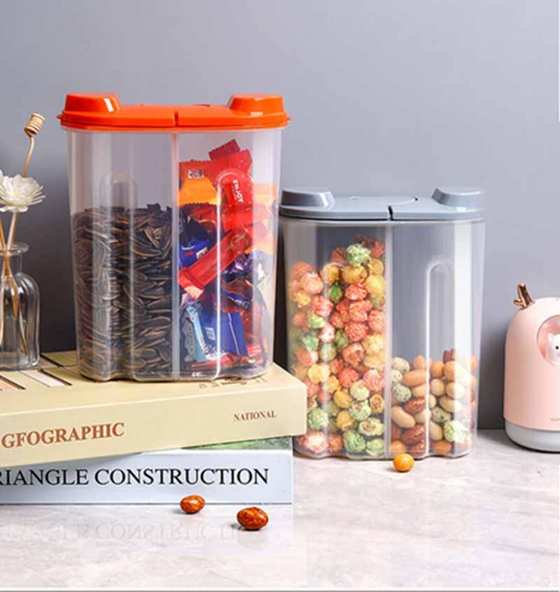 

Storage Bottles & Jars Plastic Sealed Kitchen Large Capacity Box With Clapboard Food Canister Keep Fresh Clear Container Household