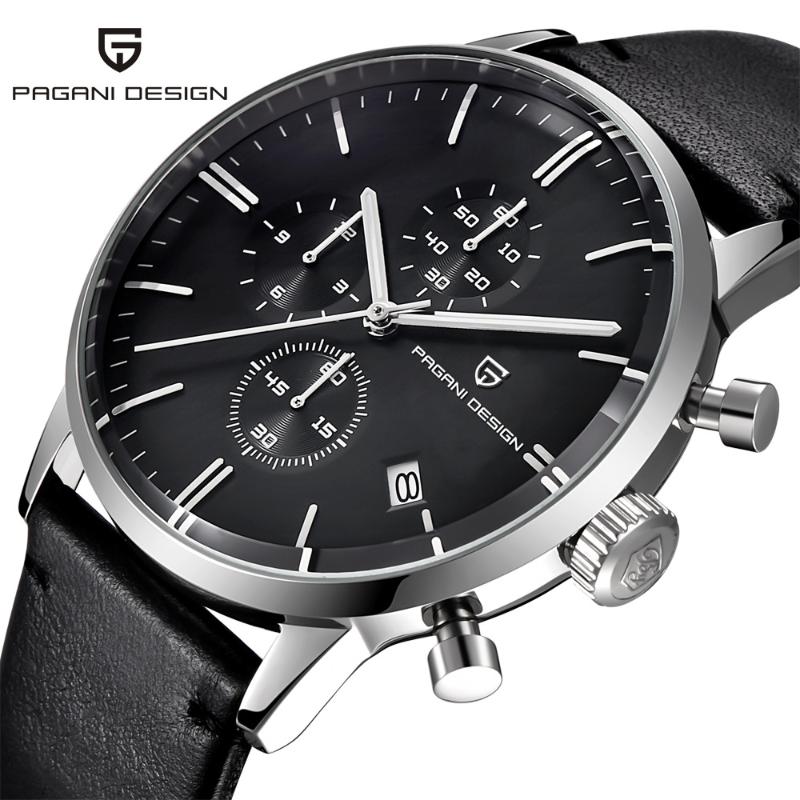 

Wristwatches Mens Watches Top Waterproof 30M Genuine Leather Sport Military Quartz Men Clock Relogio Masculino, Silver white