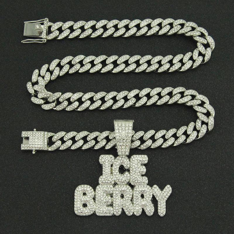 

Pendant Necklaces Men Hip Hop The Letter "" Necklace With 13mm Miami Cuban Chain Iced Out Bling HipHop Fashion Charm Jewelry