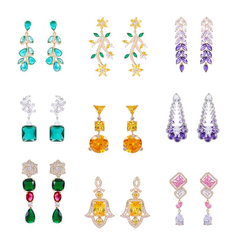 

Dangle & Chandelier Jewelry For Women 2021 Trend Crystal Flower Earrings Jewellery Cubic Zirconia Fashion Earring, Silver