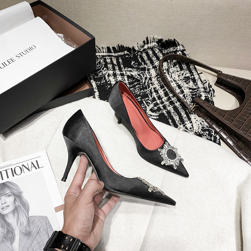 

Sandals spring European American autumn toe pointed high heels shoes of women stiletto single decoration sun buckle I5T9, 1# shoe box