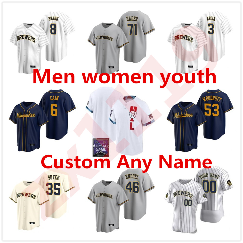 

Milwaukee Men Women youth Brewers 2021 All-Star Game Baseball Jersey Christian Yelich Josh Hader Woodruff Lorenzo Cain Ryan Braun Brent Suter Arcia Jerseys, As pic