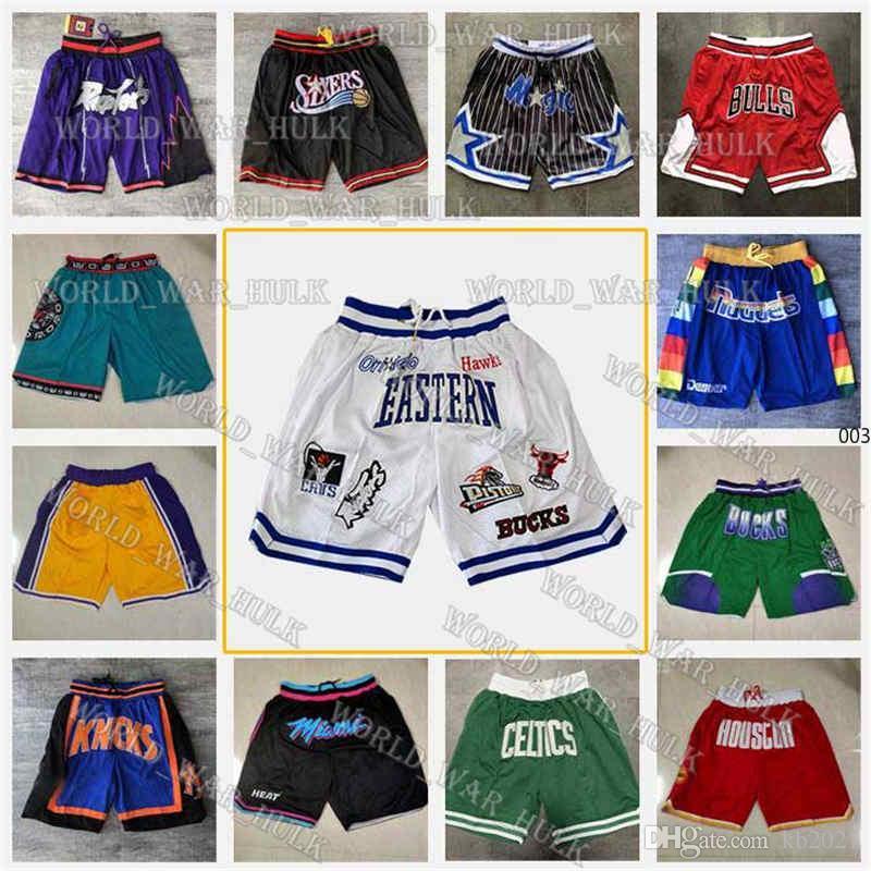 

All Team Basketball Just Don Shorts Sport Wear Hip Pop Pant With Pocket Zipper Sweatpants Blue White Black Red Men Stitch Size S-XXXL