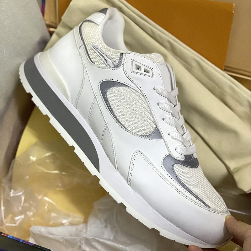 

RUN AWAY sneaker designer shoes top quality Genuine Leather LUXURY lace-up sneakers BRAND men casual Trainer size 35-45 NO286, Black