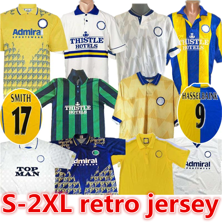 

72 77 78 1989 90 91 92 93 96 97 98 99 2000 01 Retro LEEDS Soccer Jersey united HASSELBAINK SMITH KEWELL home white away HOPKIN Classic vintage ancient Football shirt top, Orange
