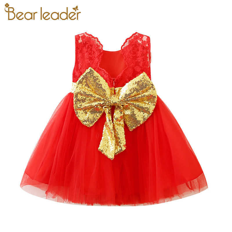 

Bear Leader Girls Princess Dress Summer Elegant Girls Dress Bowknot Sleeveless Party Dress Sweet Children Clothing 2 6Y 210708, Az666 pink