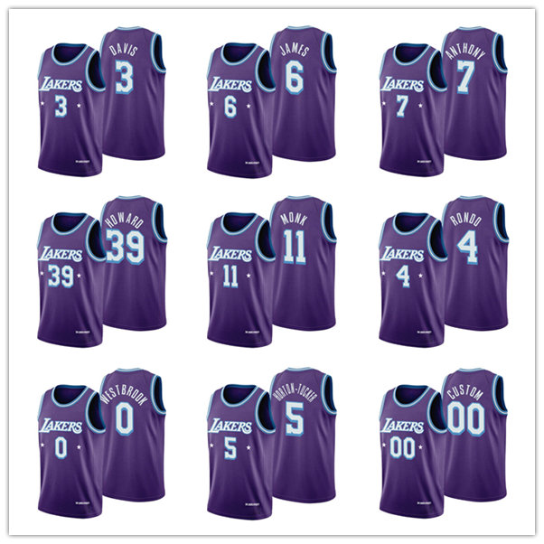 

Los Angeles MEN Lakers's LeBron's James Anthony Davis's Carmelo Anthony Russell Westbrook Talen Horton-Tucker 75th Anniversar, Black